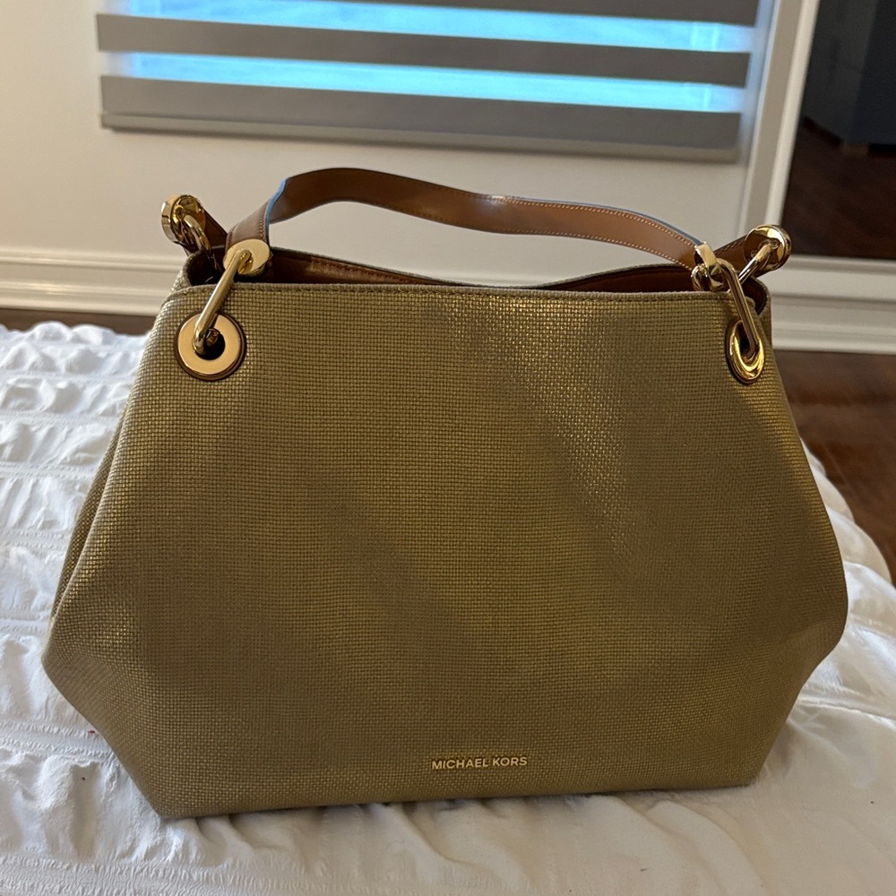 Michael Kors Gold Textured Shoulder Bag